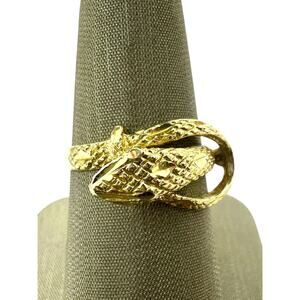 14K Yellow Gold Etched Snake Ring (19308)